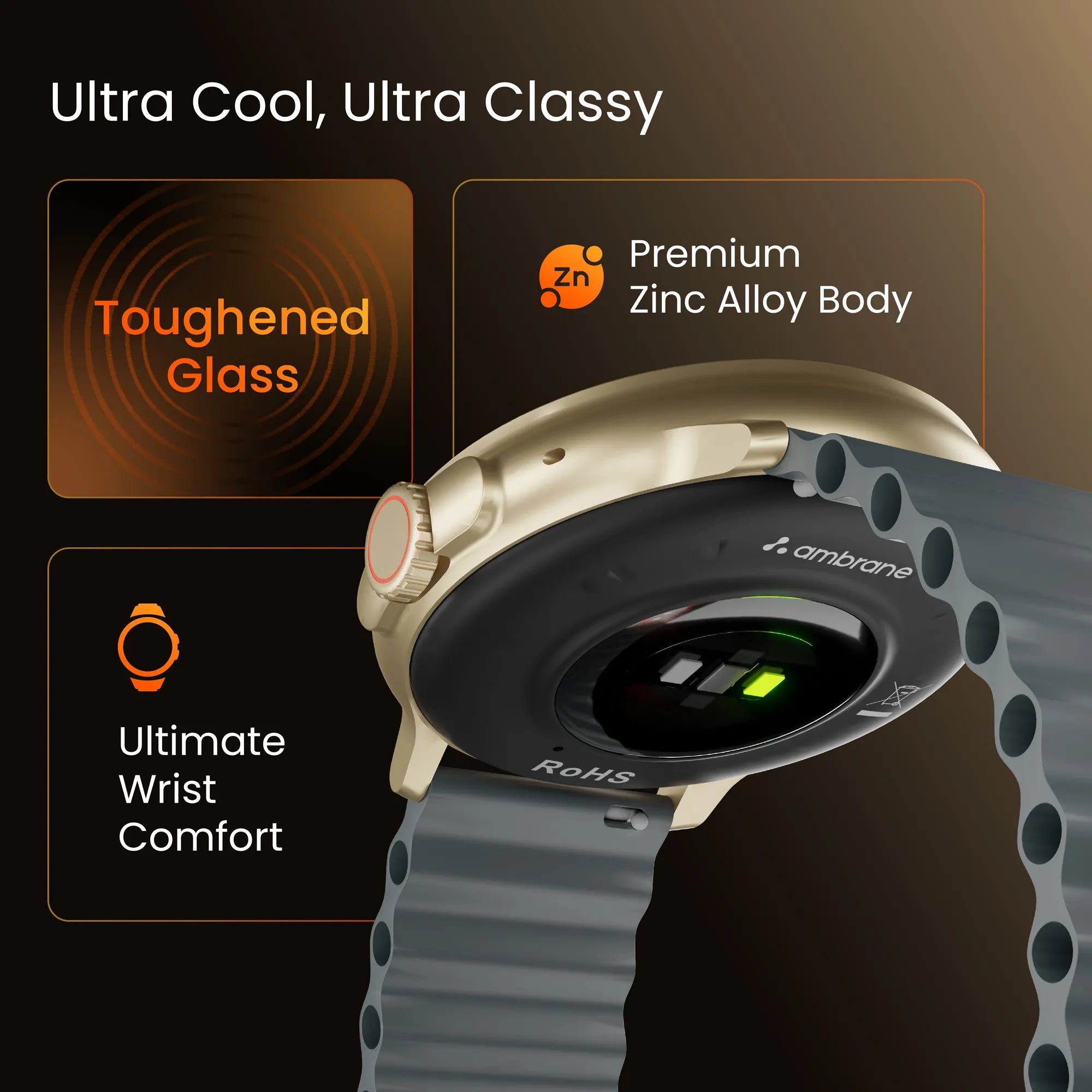 Wise Rush grey smartwatch with Bluetooth calling – Ambrane India